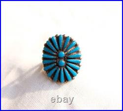 RARE ITEM! American Native Cluster Turquoise Sterling Silver Ring Size 10 Mens