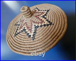 RARE-Imbricated DESIGN/vintage Native American FRASER RIVER LID (7 7/8 inside)