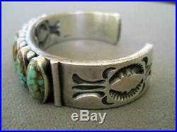 RARE KIRK SMITH Native American Navajo Turquoise Row Sterling Silver Bracelet