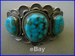 RARE KIRK SMITH Native American Navajo Turquoise Sterling Silver Bracelet Signed