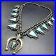 RARE-Kirk-Smith-NAVAJO-Sterling-Silver-Turquoise-SQUASH-BLOSSOM-Necklace-210g-01-hmub