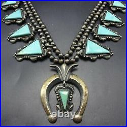 RARE Kirk Smith NAVAJO Sterling Silver Turquoise SQUASH BLOSSOM Necklace 210g