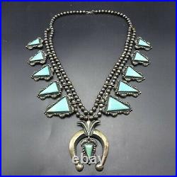 RARE Kirk Smith NAVAJO Sterling Silver Turquoise SQUASH BLOSSOM Necklace 210g