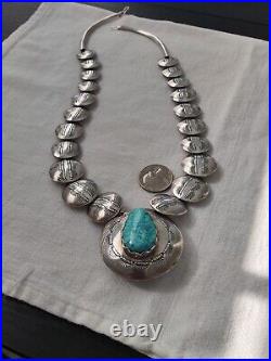 RARE Kokopelli Turquoise Reversible Sterling Navajo Zuni Squash Blossom Necklace