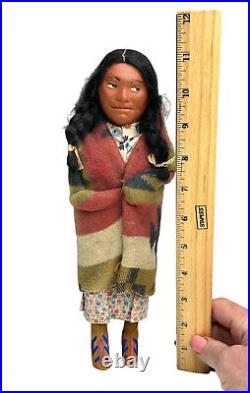 RARE LEFT LOOKING Antique SKOOKUM NATIVE AMERICAN Woman Early 1900's 11 Tall