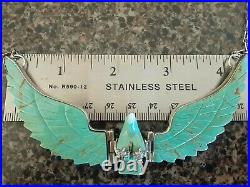 RARE Large H. Spencer Sterling Silver Turquoise Flying Eagle Necklace 4.5