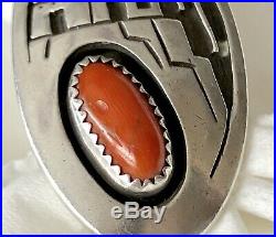 RARE Marvin Lomahaftewa Hopi Rain Clouds Coral Sterling Silver Overlay Ring