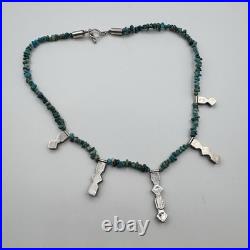 RARE Milton Lee Native American Navajo Sterling Silver Turquoise Necklace