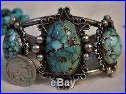 RARE Museum Quality Antique NATIVE AMERICAN #8 TURQUOISE STERLING Cuff Bracelet