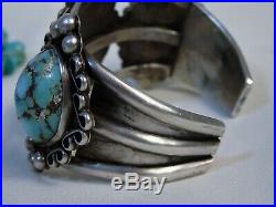 RARE Museum Quality Antique NATIVE AMERICAN #8 TURQUOISE STERLING Cuff Bracelet