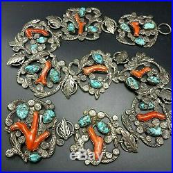 RARE Museum Quality DAN SIMPLICIO BELT Sterling Silver TURQUOISE & BRANCH CORAL