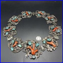 RARE Museum Quality DAN SIMPLICO BELT Sterling Silver TURQUOISE and BRANCH CORAL