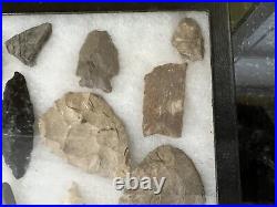 RARE NATIVE AMERICAN INDIAN ARROWHEADS FULL CASE COLLECTION Set of 14 (G2)