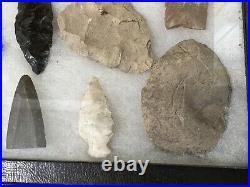 RARE NATIVE AMERICAN INDIAN ARROWHEADS FULL CASE COLLECTION Set of 14 (G2)