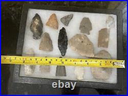 RARE NATIVE AMERICAN INDIAN ARROWHEADS FULL CASE COLLECTION Set of 14 (G2)