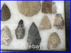 RARE NATIVE AMERICAN INDIAN ARROWHEADS FULL CASE COLLECTION Set of 18 (G2)