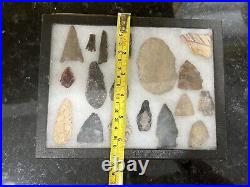 RARE NATIVE AMERICAN INDIAN ARROWHEADS FULL CASE COLLECTION Set of 18 (G2)