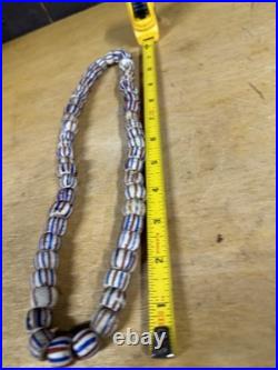 RARE! NATIVE AMERICAN OLD PAWN NECKLACE, TRADE BEAD NECKLACE Red White Blue 12