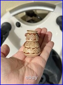 RARE Native American Art Elaborated Hohokam Human Effigy Mini Vase 1.75 Signed