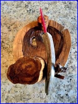 RARE Native American Art. Hand Chipped Red Glass On Pronghorn Handle