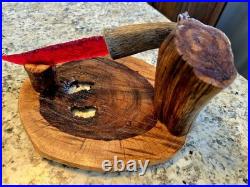 RARE Native American Art. Hand Chipped Red Glass On Pronghorn Handle