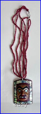 RARE Native American Authentic Wooden Necklace Signed Lavalle LSX L140 Wood