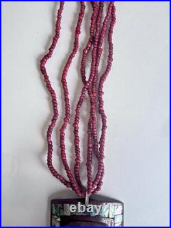 RARE Native American Authentic Wooden Necklace Signed Lavalle LSX L140 Wood