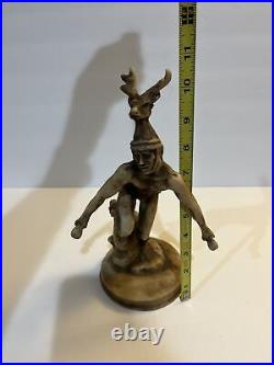 RARE Native American Deer Dancer Art Resin Sculpture 11 T Signed By The Artist