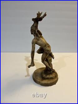 RARE Native American Deer Dancer Art Resin Sculpture 11 T Signed By The Artist