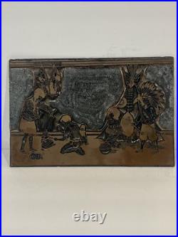 RARE Native American Engraved Metal 3D Plaque Wall Art Handmade Signed