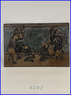 RARE Native American Engraved Metal 3D Plaque Wall Art Handmade Signed