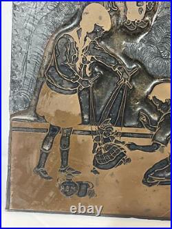 RARE Native American Engraved Metal 3D Plaque Wall Art Handmade Signed