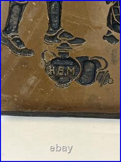 RARE Native American Engraved Metal 3D Plaque Wall Art Handmade Signed