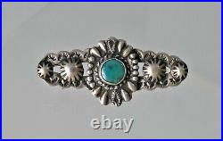 RARE Native American Handmade Sterling Silver & Turquoise Brooch 1950 Incredible