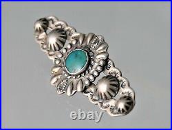 RARE Native American Handmade Sterling Silver & Turquoise Brooch 1950 Incredible