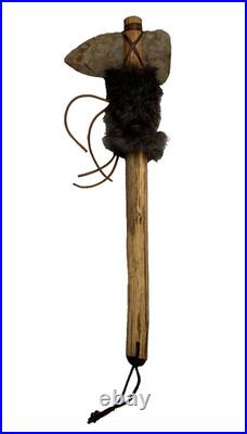 RARE Native American Indian Stone Head Tomahawk with Wooden Handle 20