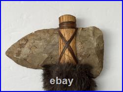RARE Native American Indian Stone Head Tomahawk with Wooden Handle 20