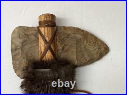 RARE Native American Indian Stone Head Tomahawk with Wooden Handle 20