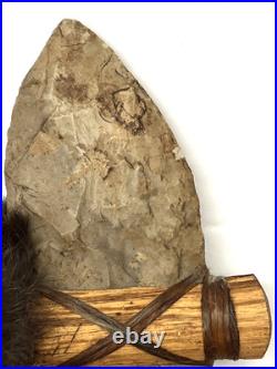 RARE Native American Indian Stone Head Tomahawk with Wooden Handle 20