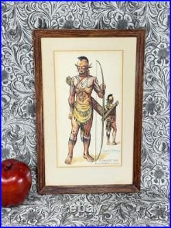 RARE Native American Indian Watercolor Painting Powhatan Algonquin Tillotson Art