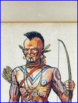 RARE Native American Indian Watercolor Painting Powhatan Algonquin Tillotson Art