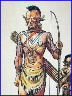 RARE Native American Indian Watercolor Painting Powhatan Algonquin Tillotson Art