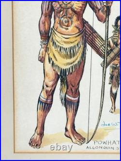 RARE Native American Indian Watercolor Painting Powhatan Algonquin Tillotson Art