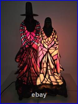 RARE Native American Stained Glass Figural Lamp Tiffany Style HUGE