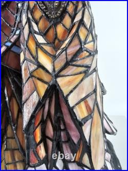RARE Native American Stained Glass Figural Lamp Tiffany Style HUGE