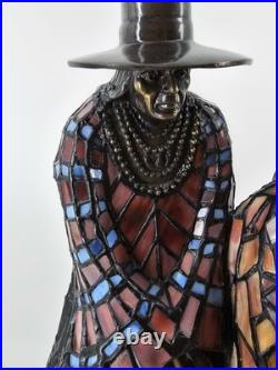 RARE Native American Stained Glass Figural Lamp Tiffany Style HUGE