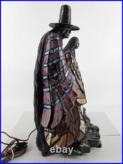 RARE Native American Stained Glass Figural Lamp Tiffany Style HUGE