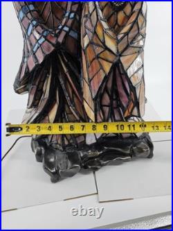 RARE Native American Stained Glass Figural Lamp Tiffany Style HUGE