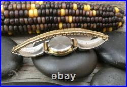 RARE Native American Sterling Silver 12K GF Turquoise CZ Inlay Watch Band