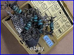 RARE Native American Sterling Silver Turquoise 25 Handmade Necklace Vintage